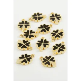 Yonca Tek Kulplu Mineli Bileklik ve Kolye Ucu Aparatı 1 Adet-Siyah