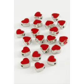 Kalp Mineli Bileklik ve Kolye Ucu Aparatı 1 Adet-Kırmızı