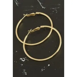 Ezme Lüks Çelik Halka Küpe 4 Cm-Sarı