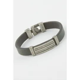 Çizgili Suni Deri Bileklik-Yeşil