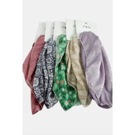 Zr Karışık Pliseli Fular 50 cm-Renkli