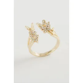 Kelebek Zirkon Taşlı Yüzük-Gümüş Rengi