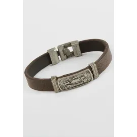 Dikdörtgen Kaliteli Suni Deri Bileklik-Kahverengi