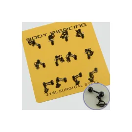 Siyah Renkli Sallantılı Çelik Piercing 1 Adet-Siyah