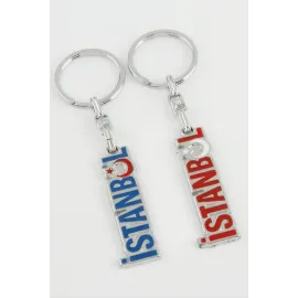 İstanbul Yazılı Metal Anahtarlık-Gümüş Rengi