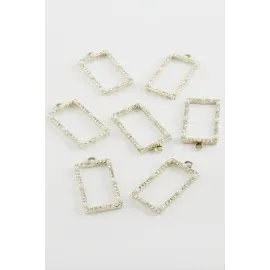 Kare Taşlı İnci Kolye Ucu Aparatı 1 Adet-Sarı