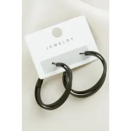 Çift Halka Trend Küpe 3,5 Cm-Siyah