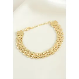 Hasır Şekilli Zincir Bileklik-Sarı