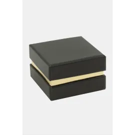 Sarı Şeritli Yüzük Kutusu-Siyah