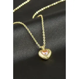 Kalp Taşlı Kolye-Sarı
