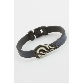 At Kaliteli Suni Deri Bileklik-Lacivert