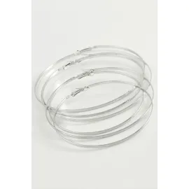 Noktalı Metal Halka Küpe 6 Adet-Gümüş Rengi