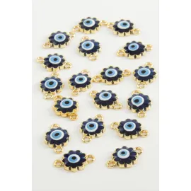 Çiçek Çift Kulplu Mineli Bileklik Ve Kolye Ucu Aparatı 1 Adet-Mavi