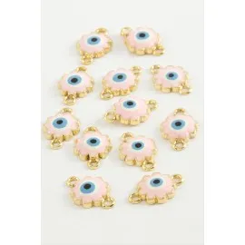 Çiçek Çift Kulplu Mineli Bileklik Ve Kolye Ucu Aparatı 1 Adet-Pembe