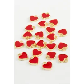 Kalp Mineli Bileklik ve Kolye Ucu Aparatı 1 Adet-Kırmızı