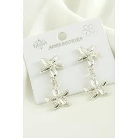 Deniz Yıldızı Trend Metal Küpe-Gümüş Rengi