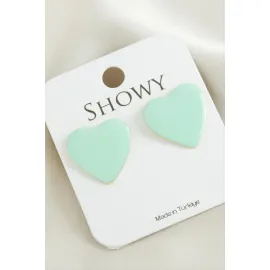 Kalp Yeni Sezon Mineli Küpe-Su Yeşili