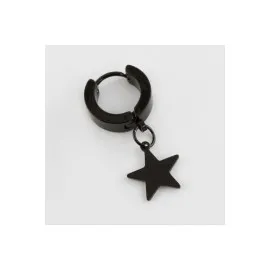 Yıldız Figürlü Çelik Erkek Küpe 1 Adet-Siyah