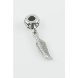 Yaprak Çelik Kolye Ucu 3,5 Cm-Gümüş Rengi