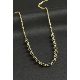 Nazarlı Mineli Kolye-Siyah