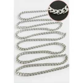 5 Mm Düz Gümüş Renkli Çelik Zincir 1 Metre-Gümüş Rengi