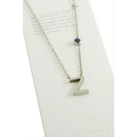 Gümüş Renkli Harfli Çelik Kolye-Z