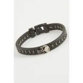 Kuru Kafa Kaliteli Suni Deri Bileklik-Siyah