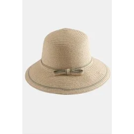 Fiyonglu Hasır Şapka-Açık Pembe