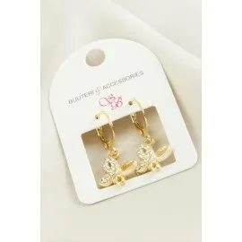 Kelebek Taşlı Küpe-Sarı