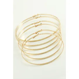 Zikzak Desenli Metal Halka Küpe 6 Adet-Sarı