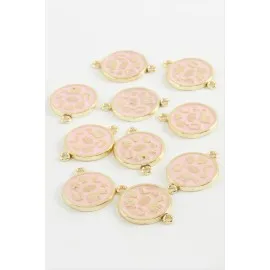 Yuvarlak Çift Kulp Mineli Bileklik Ve Kolye Ucu Aparatı 1 Adet-Pembe