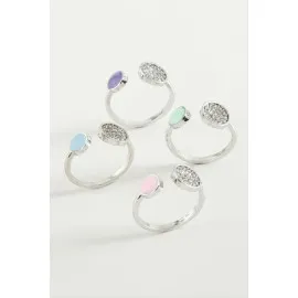 Yuvarlak Taşlı Mineli Eklem Yüzük-Sarı