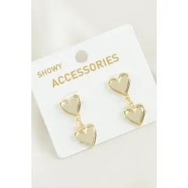 Kalp Trend Metal Küpe-Sarı