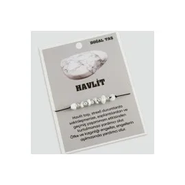 Havlit Doğaltaşlı İp Bileklik-Beyaz