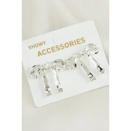 Fiyong Yeni Sezon Metal Küpe-Gümüş Rengi