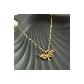 Peri  Zirkon Taşlı Trend Kolye-Sarı