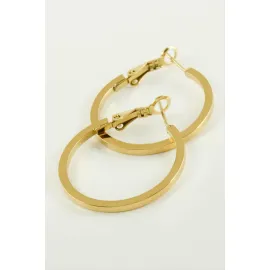 Ezme Halka Lüks Çelik Küpe 2,5 cm-Sarı