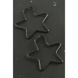 Yıldız Trend Küpe 6 Cm-Siyah