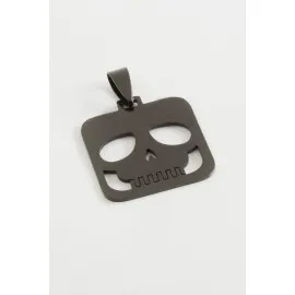 Kuru Kafa Çelik Kolye Ucu 2,5 Cm-Siyah