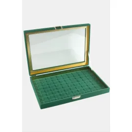 Cam Kapaklı Anfora Kumaş Tırnaklı Yüzük Standı 24X34 cm-Mor