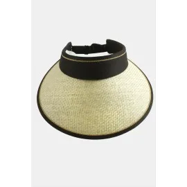 Kasketli Hasır Plaj Şapkası-Bej