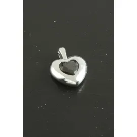 Kalp Zirkon Taşlı Tek Kulplu Aparat 1 Adet-Siyah