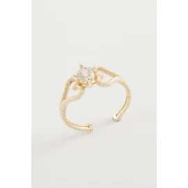 Kalp Tek Taşlı Yüzük-Sarı