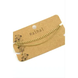 Çift Zincirli Lüks Çelik Halhal-Sarı