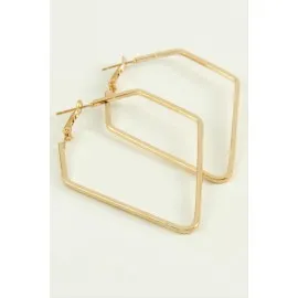 Dörtgen Halka Küpe 7 Cm-Sarı