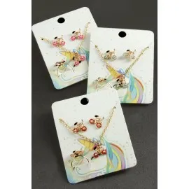 Bisiklet Mineli Set Kolye-Sarı