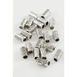 Çizgili Silindir Tesbih Ara Aparatı 50 Gram-Gümüş Rengi