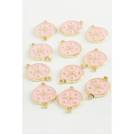 Yıldız Tek Kulplu Mineli Bileklik Ve Kolye Ucu Aparatı 1 Adet-Pembe