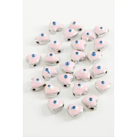 Kalp Mineli Bileklik ve Kolye Ucu Aparatı 1 Adet-Pembe