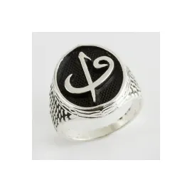 ELif Vav Metal Erkek Yüzük-Gümüş Rengi